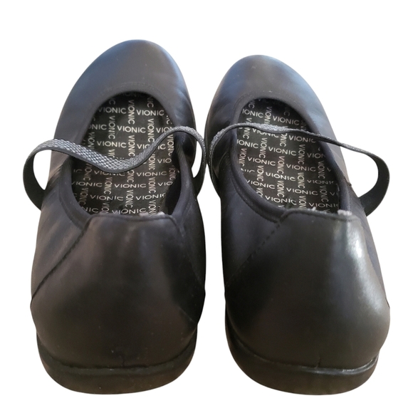 Vionic Ballet Shoes Black 7.5 Leather Mary Jane Flat Comfort Embellished Loafer - Picture 10 of 16